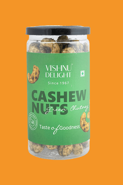 Vishnu Delight Green Chutney Cashew Jar – Spicy & Crunchy Snack in 85g