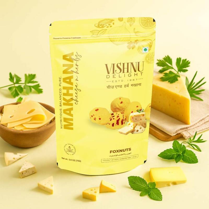 Healthy Cheese and Herbs Makhana Snack Pouch – 60 gm
