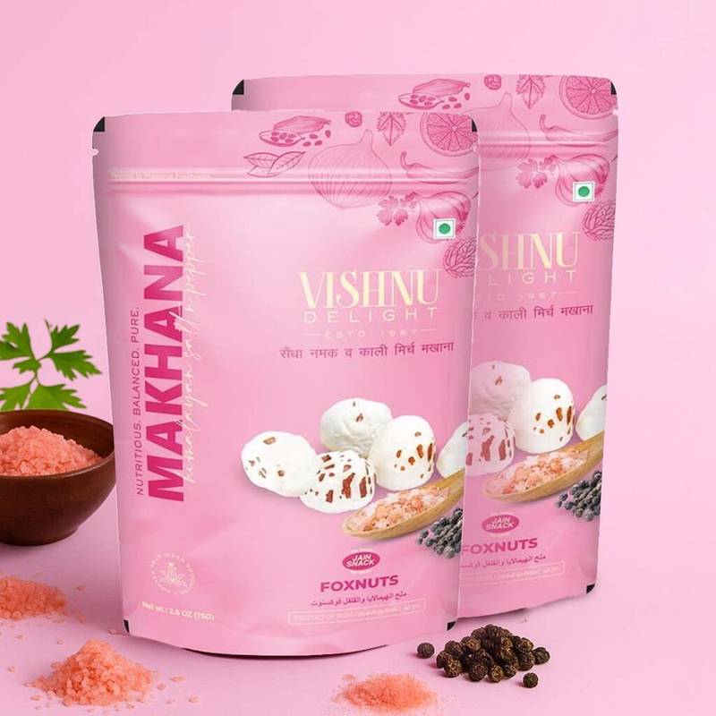 Vishnu Delight Organic Himalayan Salt Pepper Roasted Makhana 2 Pack