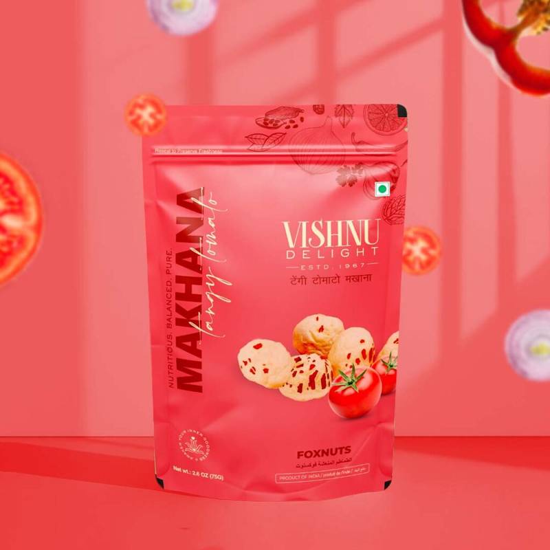 Crunchy Makhana Tomato Flavour – 60gm | Tomato Flavoured Healthy Makhana | Tomato Flavoured Foxnuts – 60gm Makhana Pouch