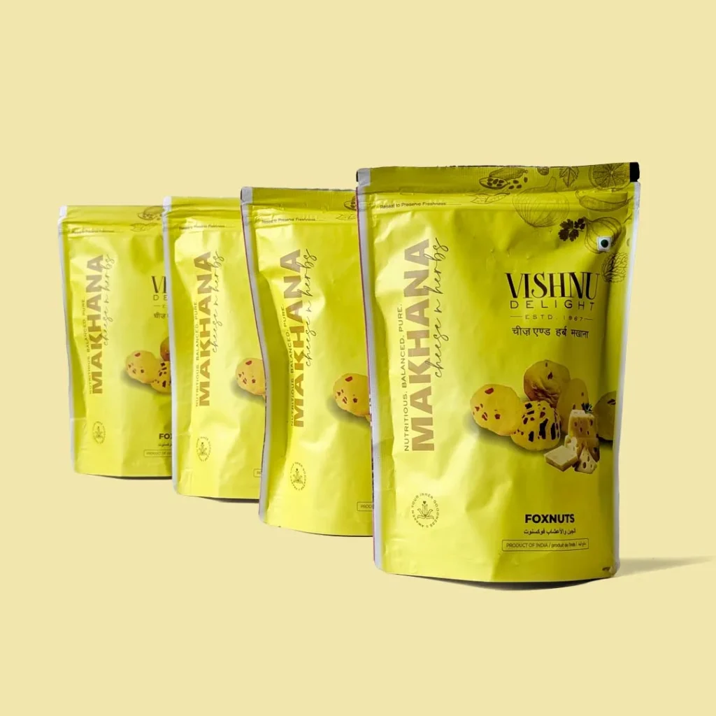Vishnu Delight Cheese & Herbs Organic Makhana – 4 × 60g Pouches