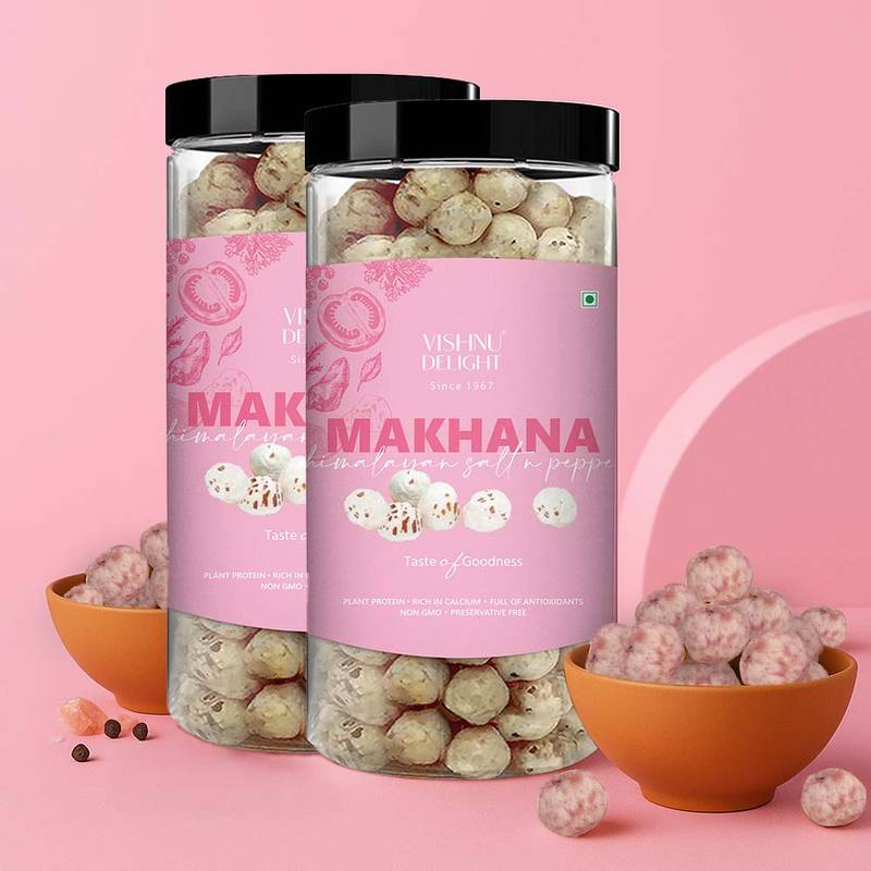 Vishnu Delight Crunchy Organic Roasted Makhana Himalayan Salt & Pepper