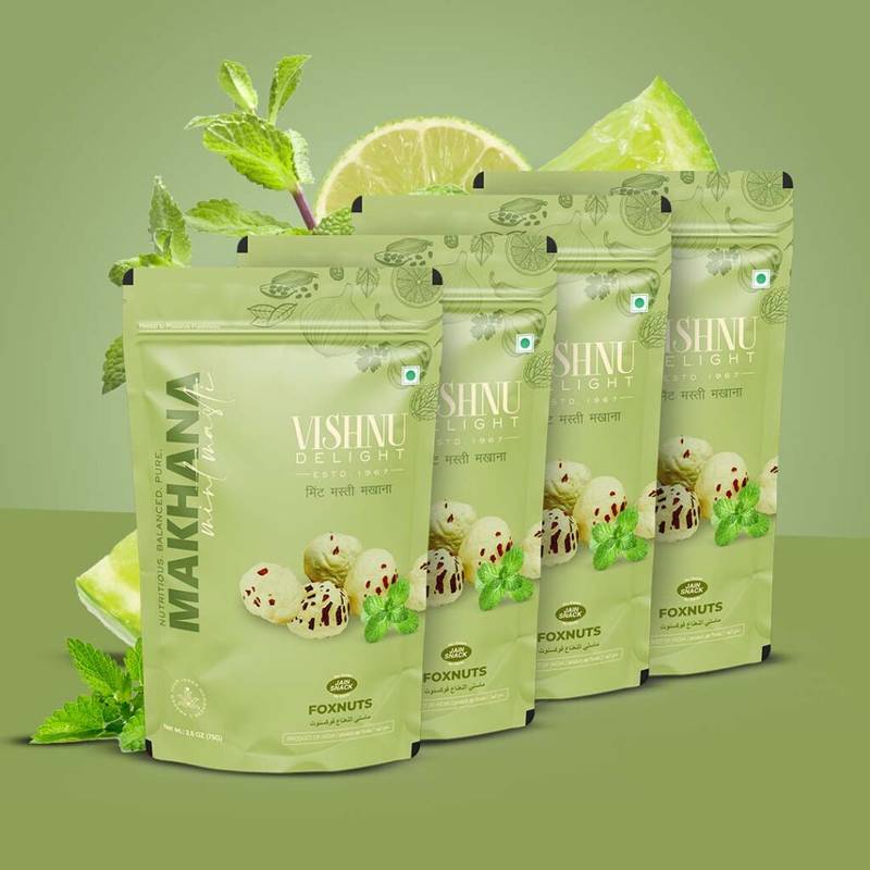 Buy Mint Masti Roasted Organic Makhana Pack of Four – Healthy Mint-Flavored Fox Nuts