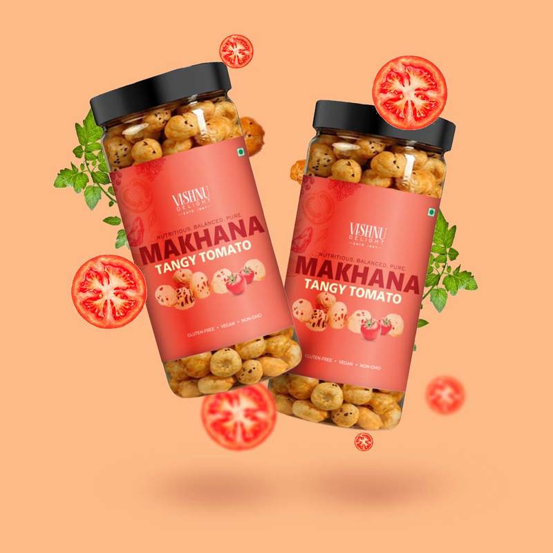 Vishnu Delight organic makhana tomato burst healthy savory snack