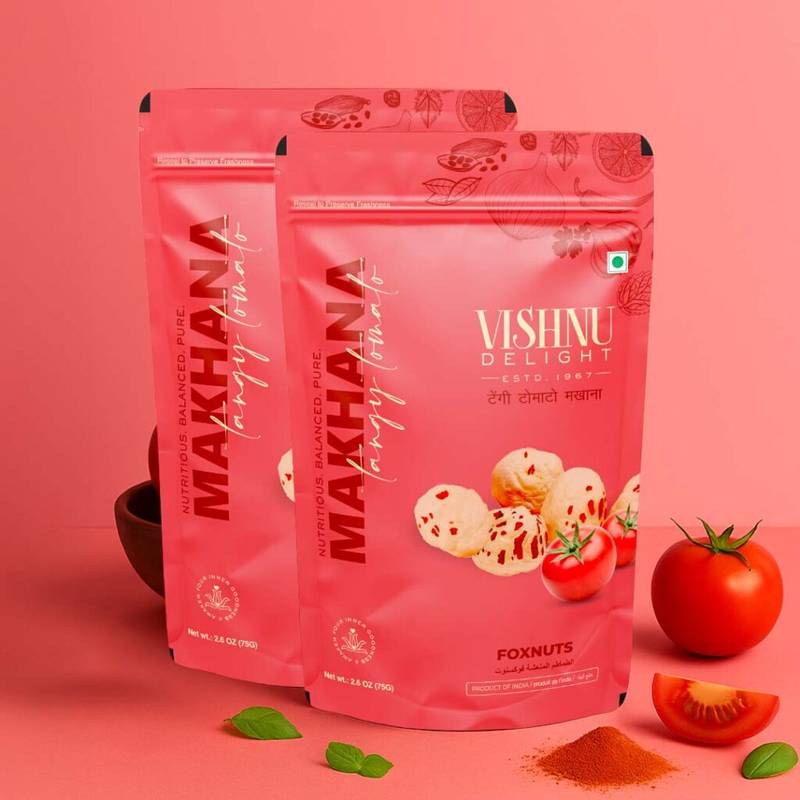 Tangy tomato organic makhana roasted healthy light snack